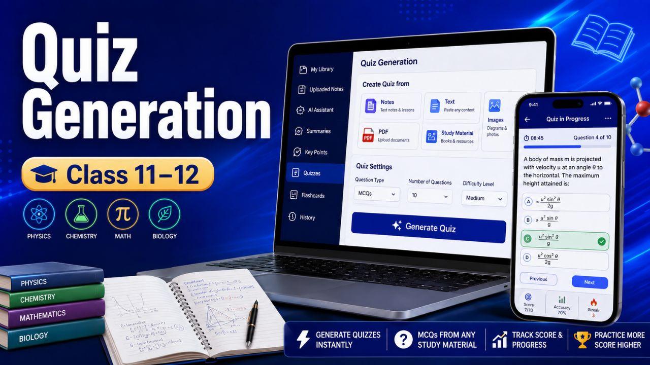 Generate unlimited Quizzes from Your Notes Instantly